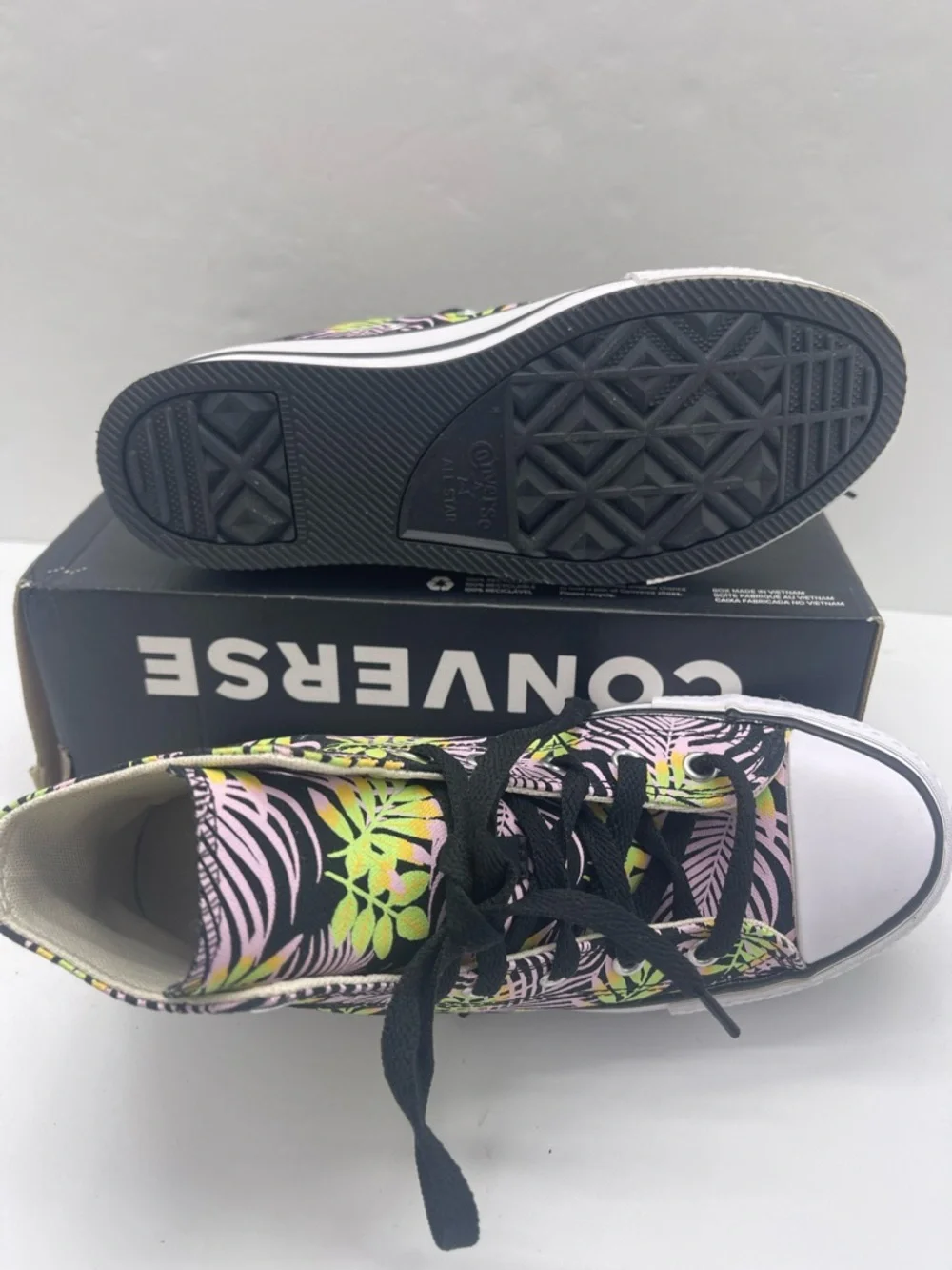 Converse WMNS CTAS EVA Lift Hi A01201C Blk/Pink Foam/Lime Rave Platform Sneakers